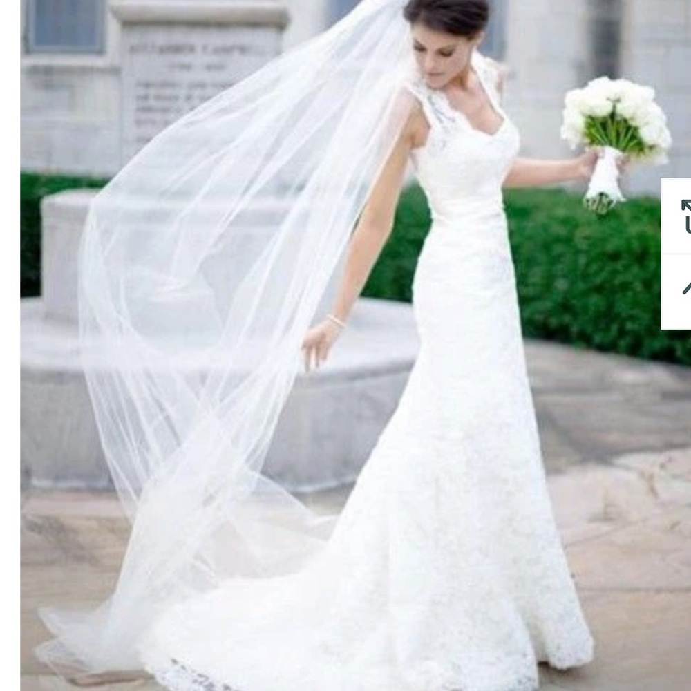 White Tulle Veil, chapel length, 8’ long